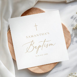 Elegant Gold Calligraphy Baptism Pappersservett
