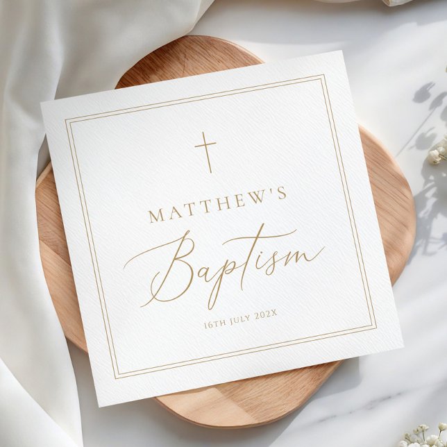 Elegant Gold Calligraphy Baptism Pappersservett (Skapare uppladdad)