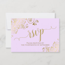 Elegant Gold Calligraphy on Lilac Purple Wedding OSA Kort