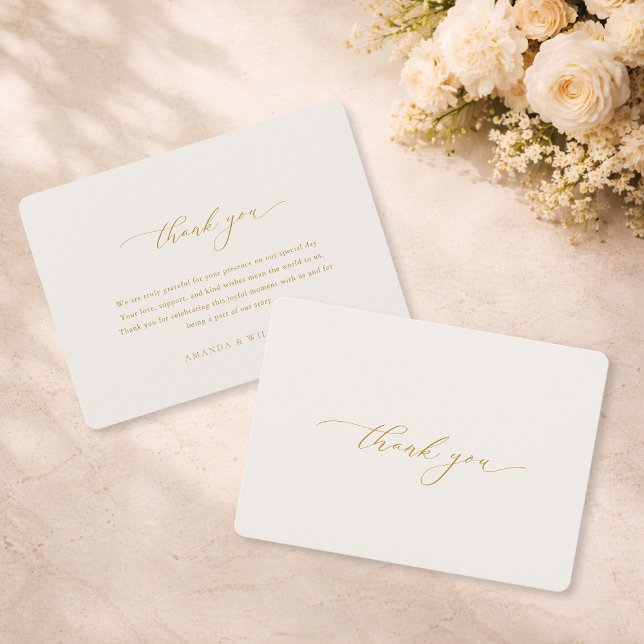 Elegant Gold Calligraphy Wedding Thank You Card Inbjudningar (Skapare uppladdad)