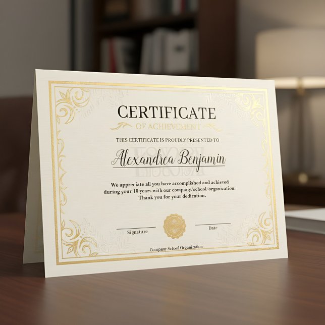 Elegant Gold Certificate of Achievement Template Poster (Skapare uppladdad)