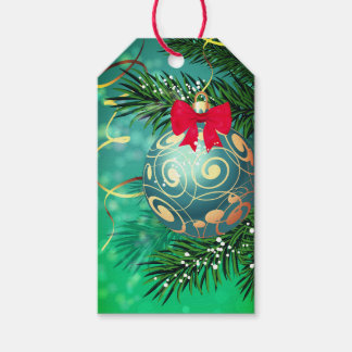 Elegant Gold Christmas Ornament Holiday Season Presentetikett