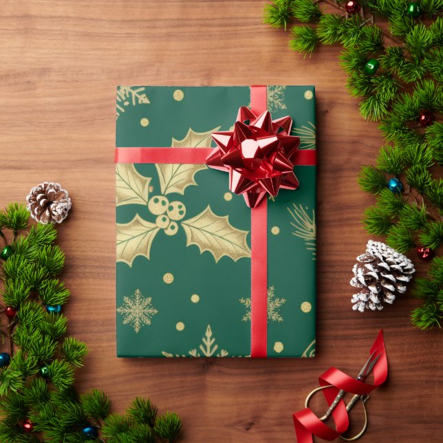 Elegant Gold Christmas Seamless Pattern – Luxury H Presentpapper (Julgåva)