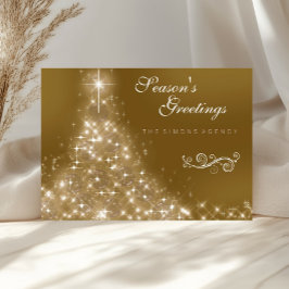 Elegant Gold Christmas Tree Corporate Business Helgkort