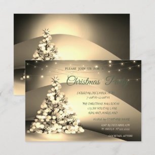 Elegant Gold ChristmasTree Companys Julfest Inbjudningar