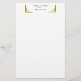 Elegant Gold Corner Border Professional Stationery Brevpapper