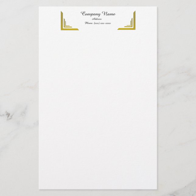 Elegant Gold Corner Border Professional Stationery Brevpapper (Framsida)