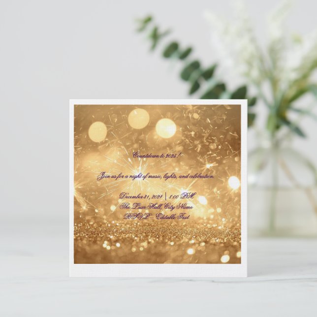 Elegant Gold Countdown New Year 2025 Invitation  Inbjudningar (Stående Fram)