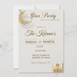 Elegant Gold Crescent Moo, Ramadan Iftar Party  Inbjudningar
