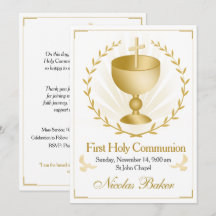 Elegant Gold Cross Chalice First Holy Communion