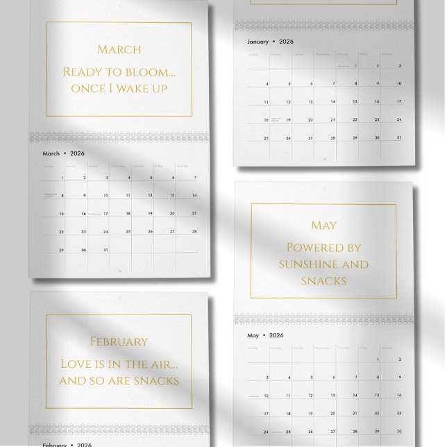 Elegant Gold Cute Quote Calendar 2026 Kalender (Skapare uppladdad)