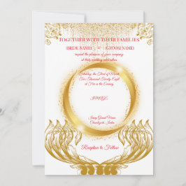 Elegant Gold Design Wedding Invitation on White Inbjudningar