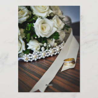 Elegant Gold Diamond Ring Pearl Bouquet Wedding In Inbjudningar