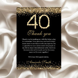 Elegant Gold Diamonds 40th Birthday Thank you Card Tack Kort