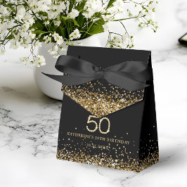 Elegant Gold Diamonds 50th Birthday Favor Box Presentaskar