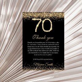 Elegant Gold Diamonds 70th Birthday Thank you Card Tack Kort