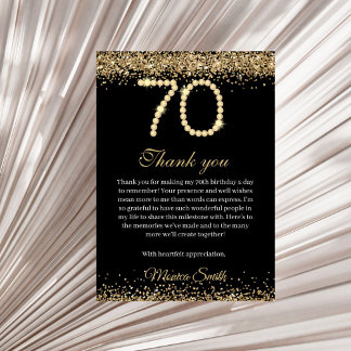 Elegant Gold Diamonds 70th Birthday Thank you Card Tack Kort