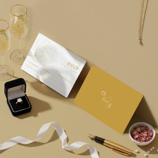 Elegant Gold Dove Wedding RSVP Card OSA Kort