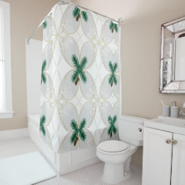 Elegant Gold Eucalyptus Holiday Shower Curtain – M