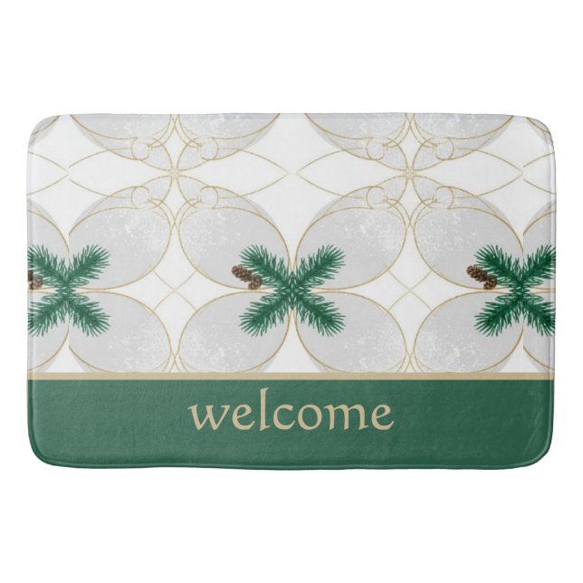 Elegant Gold Eucalyptus Holiday Shower Curtain – M Badrumsmatta (Framsidan)