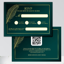 Elegant Gold Feather RSVP Card Template OSA Kort