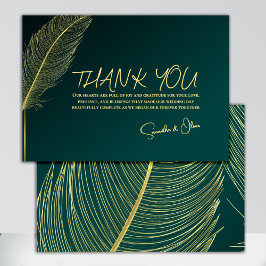 Elegant Gold Feather Thank You Card Tack Kort