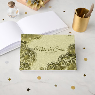 Elegant Gold Floral Guest Book Gästböcker