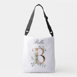 Elegant Gold Floral Letter B Crossbody Bag Axelväska