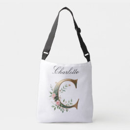 Elegant Gold Floral Letter C Crossbody Bag Axelväska