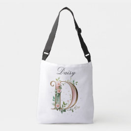 Elegant Gold Floral Letter D Crossbody Bag Axelväska