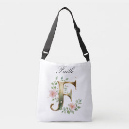 Elegant Gold Floral Letter F Crossbody Bag Axelväska