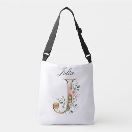 Elegant Gold Floral Letter J Crossbody Bag Axelväska