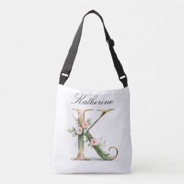 Elegant Gold Floral Letter K Crossbody Bag Axelväska
