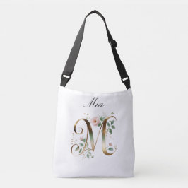 Elegant Gold Floral Letter M Crossbody Bag Axelväska