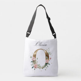 Elegant Gold Floral Letter O Crossbody Bag Axelväska