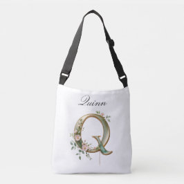 Elegant Gold Floral Letter Q Crossbody Bag Axelväska