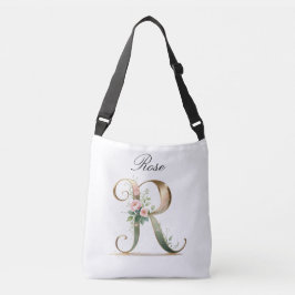 Elegant Gold Floral Letter R Crossbody Bag Axelväska