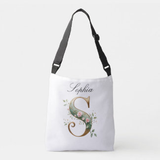 Elegant Gold Floral Letter S Crossbody Bag Axelväska