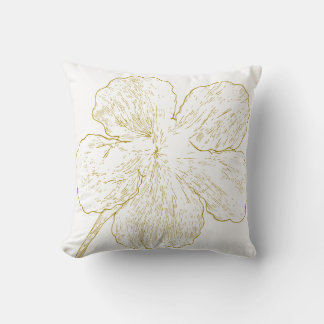 Elegant Gold Floral Line Art Minimalist Kudde