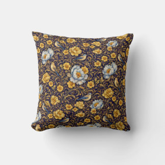 Elegant Gold Floral Pattern Throw PillThrow Pillow Kudde