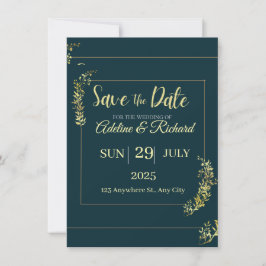 Elegant Gold Floral Save The Date Card Spara Datumet