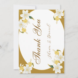 Elegant Gold Floral Thank you Card Tack Kort