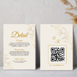 Elegant Gold Floral Wedding Details Enclosure Card Tilläggskort