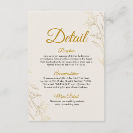 Elegant Gold Floral Wedding Details Enclosure Card Tilläggskort