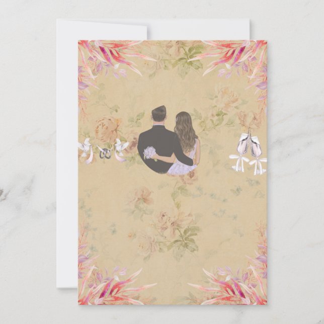 Elegant Gold Floral Wedding Invitation Card Inbjudningar (Framsida)