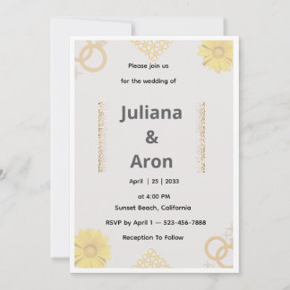 Elegant Gold Floral Wedding Invitation - Chic Gold Inbjudningar