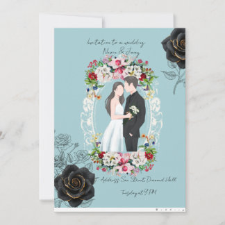 Elegant Gold Floral Wedding Invitation Inbjudningar