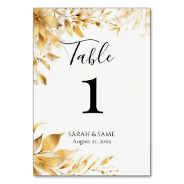 Elegant Gold Floral Wedding Table Card Bordsnummer