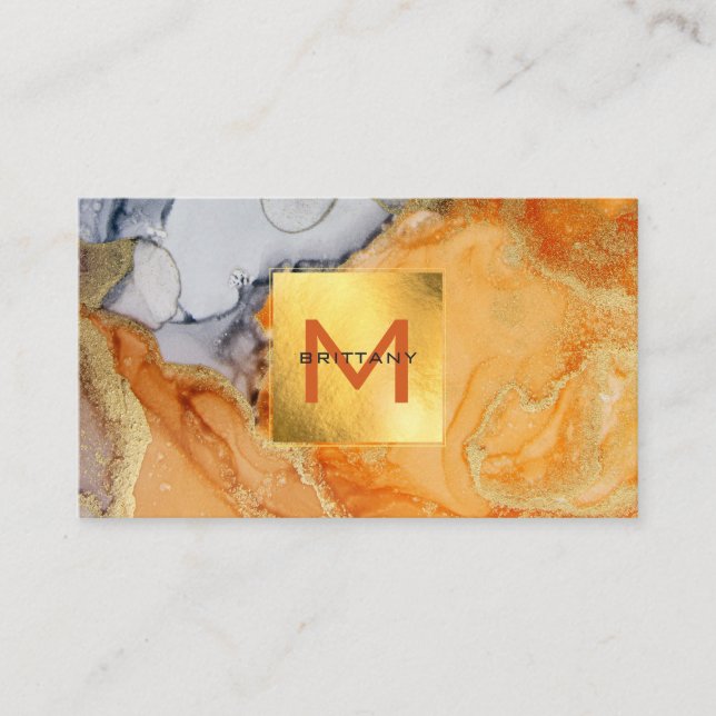 Elegant Gold Foil Amber Grått Anpassningsbar DIY Visitkort (Framsida)