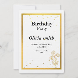 Elegant Gold Foil Blommigt Birthday-inbjudan Inbjudningar